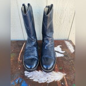 Blue Leather Cowboy Boots